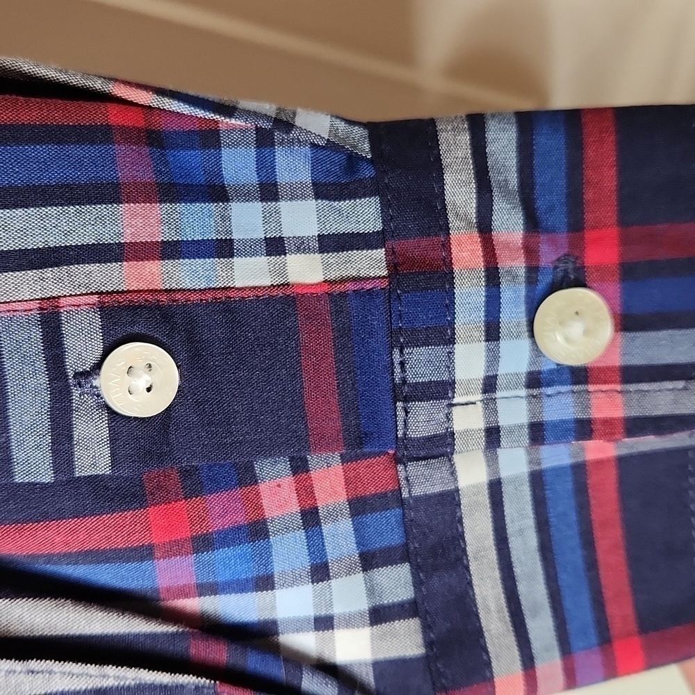CHAPS Navy Plaid Button Down Shirt Size XXS 4/5 NWT - Picture 5 of 8